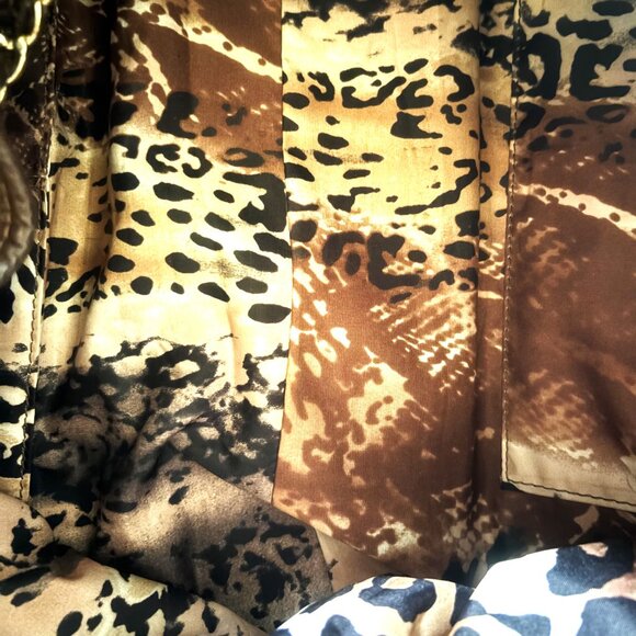 Sharif Shoulder Bag Saffiano Leather Gold Hardware Animal Print Interior NWOT - Picture 5 of 12